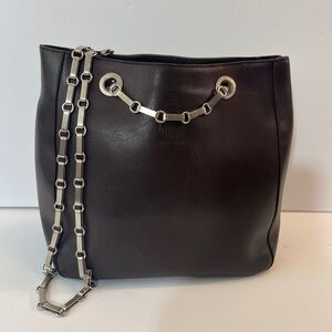 1990s Vintage Mark Cross Brown Leather Bucket Bag